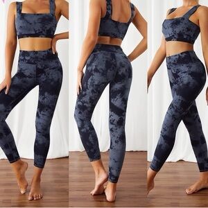Tie Dye Workout Set 2-Piece Activewear Set High Waisted Leggings Sports Bra
